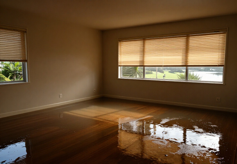 Water-damaged commercial office in Len Waters Estate before drying